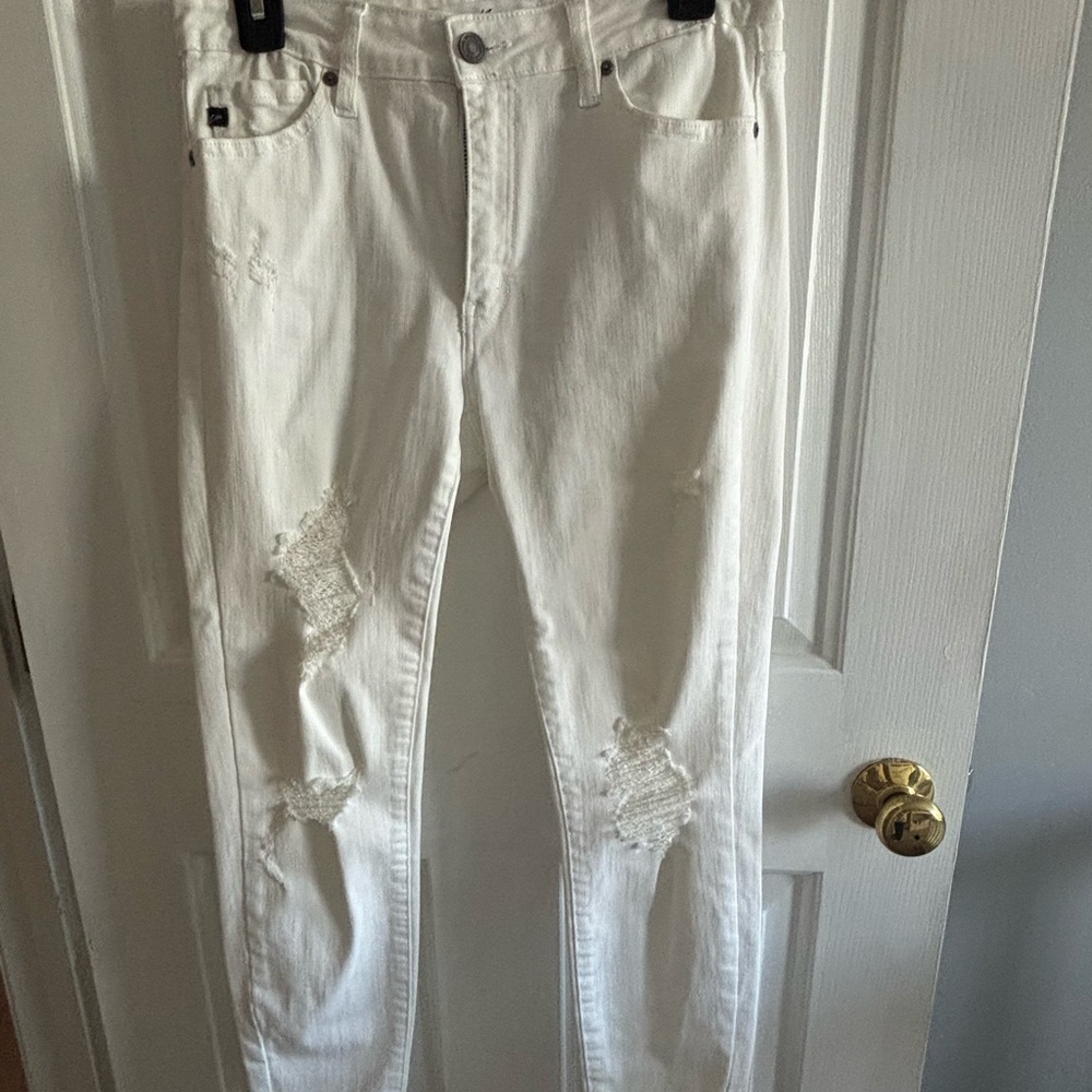 Distressed White Women Jeans